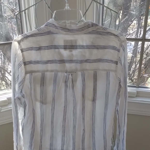 Rails White and Blue Striped Lace-Up Shirt - Picture 5 of 11